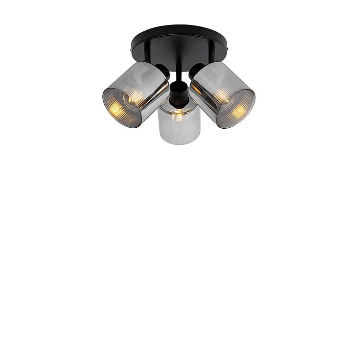 Faretto da soffitto smart nero con vetro fumé rotondo orientabile incl. 3 Wifi A60 - Laura