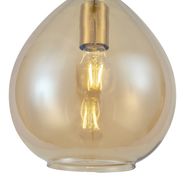 Smart-hanglamp-goud-met-amber-glas-3-lichts-incl.-Wifi-A60---Traditional