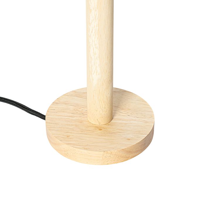 Rustikální stolní lampa dřevěná s bílým stínítkem - Mels