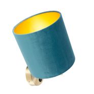 Applique-da-parete-elegante-dorata-con-paralume-in-velluto-blu---Matt