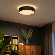 Plafonnier-intelligent-noir-35cm-avec-LED-et-télécommande---Flat-Drum