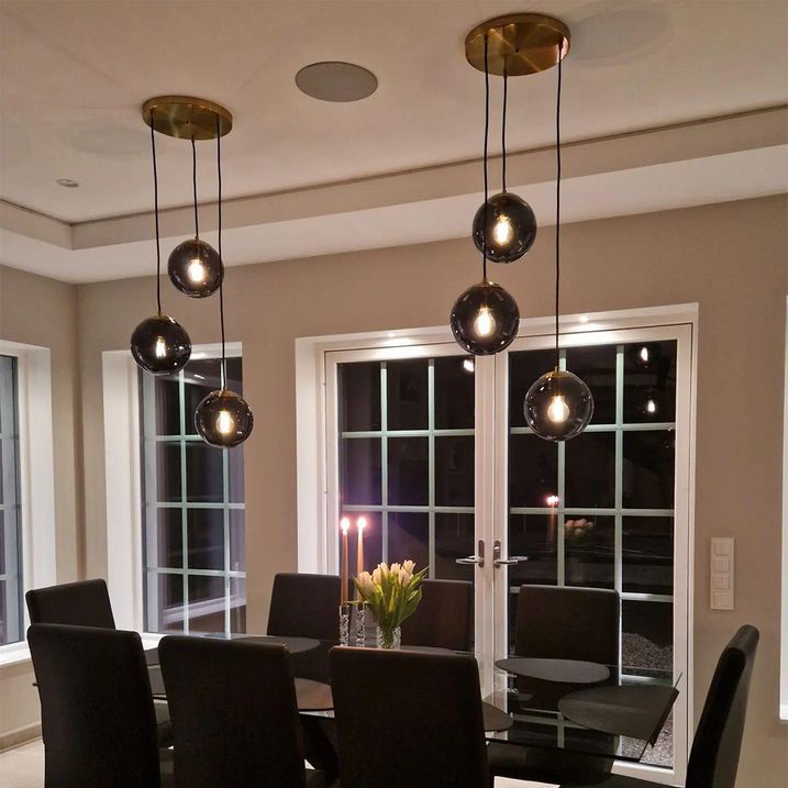 Art Deco Pendelleuchte gold mit schwarzem Glas 3-Licht - Pallon