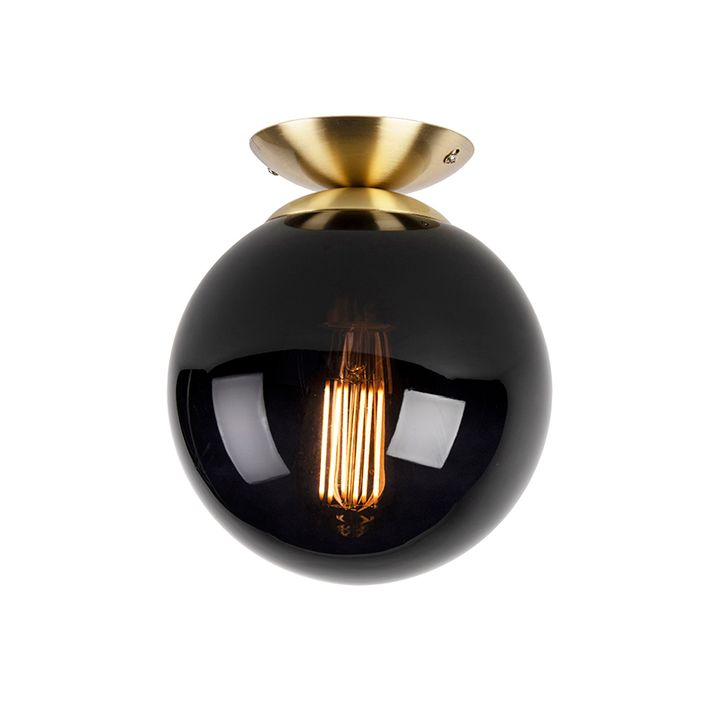 Plafonska lampa u stilu Art Deco mesingana sa crnim staklom - Pallon