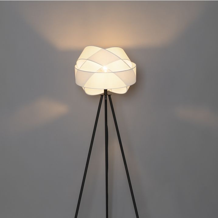 Lampadaire moderne noir avec abat-jour blanc - Cloth