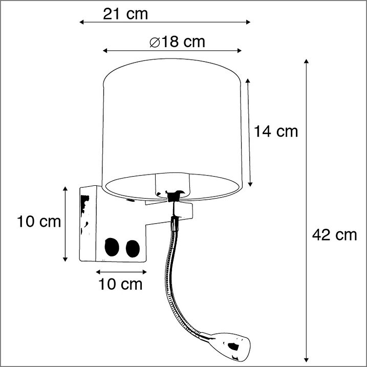 Art Deco sienas lampa zelta krāsā ar USB un pelēku abažūru - Brescia