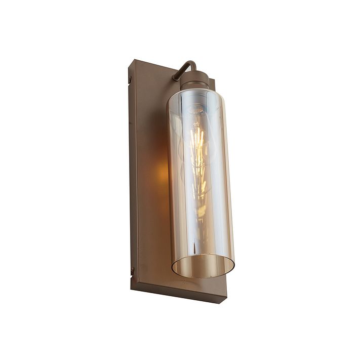 Viesnīcas šika sienas lampa tumši bronzas krāsā ar dzintara stiklu - Stavelot