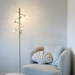 Lámpara de pie clásica dorada con cristal 5-luces - Elien