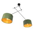 Hengende-lampe-sort-med-grønne-og-gullfløyelslampeskjermer-35-cm-2-lys---Blitz