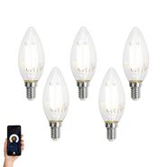 5er-Set-Smart-E14-LED-Lampen-C35-Klar-4,2W-470-lm-2700-6500K