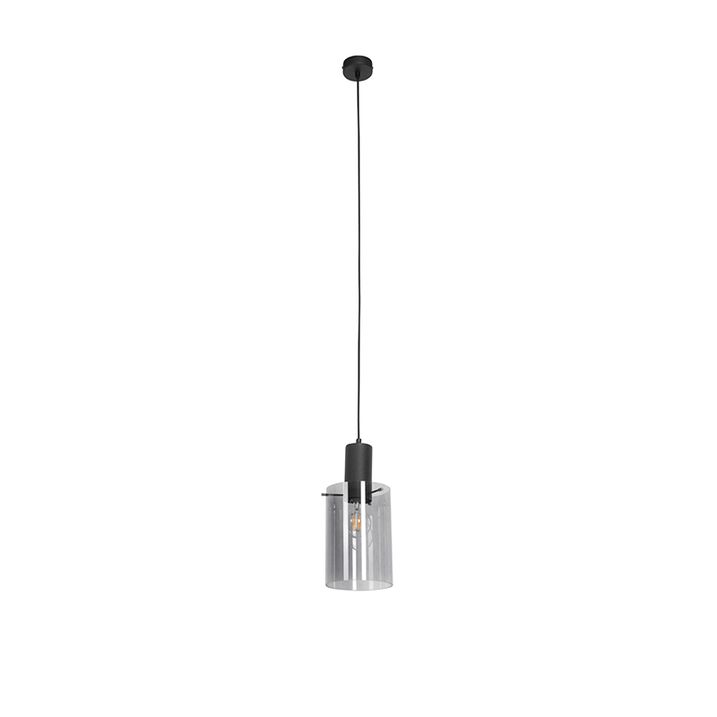 Vintage hanglamp zwart met smoke glas - Vidra