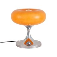 Lámpara-de-mesa-retro-cromada-con-pantalla-de-cristal-naranja-31cm---Glaze