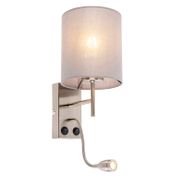 Applique-moderna-in-acciaio-con-paralume-in-cotone-grigio---Stacca
