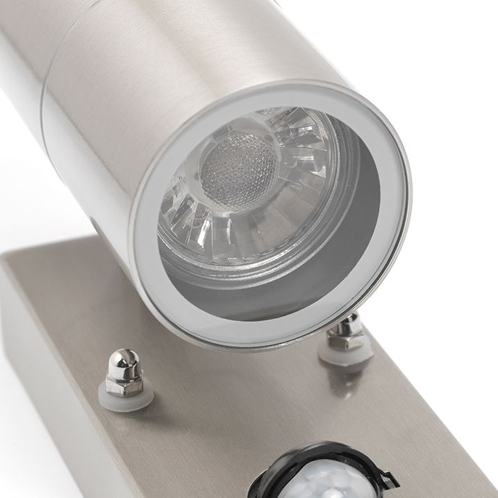 Vonkajšia nástenná lampa oceľ 2-svetlá IP44 s pohybovým senzorom - Duo
