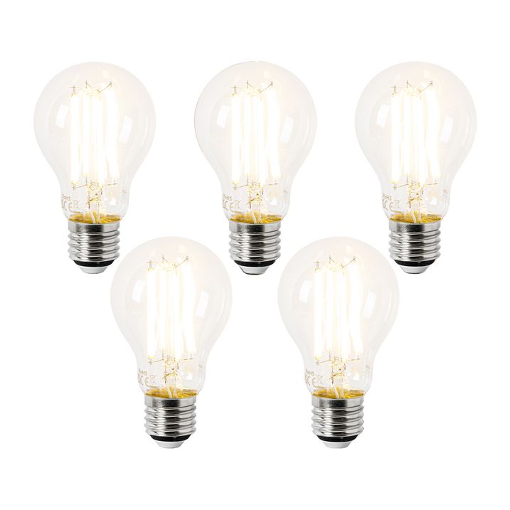 Sada 5 LED žárovek E27 A60 čiré 3,8 W 806 lm 2700 K