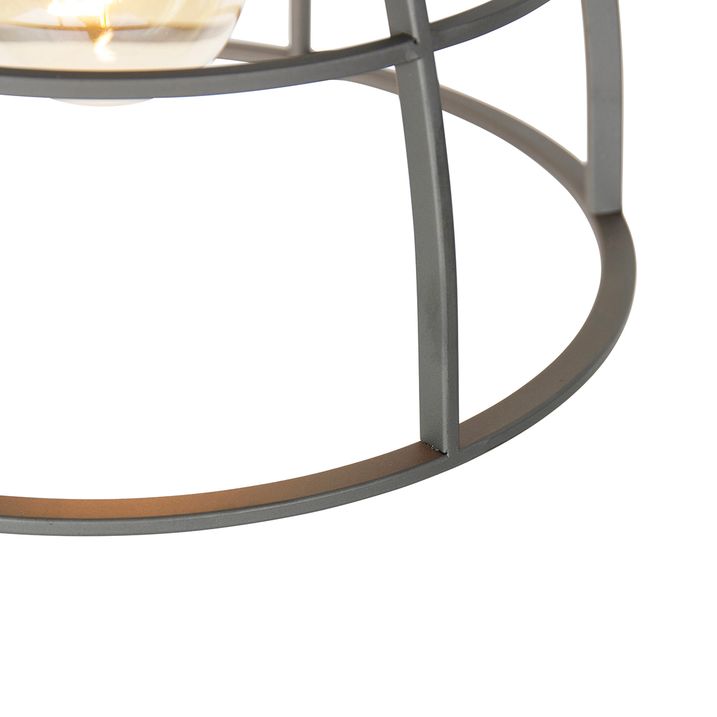 Industrielle Pendelleuchte Dunkelgrau mit Holz 34 cm - Arthur