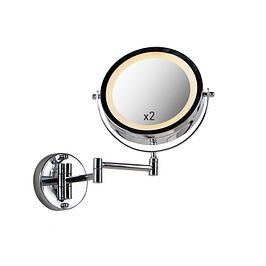 Espejo de pared de diseño cromado con LED regulable de cálido a frío ajustable IP44 - Vicino