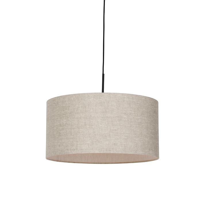 Candeeiro de teto rústico preto com cúpula bege 50 cm - Combi 1