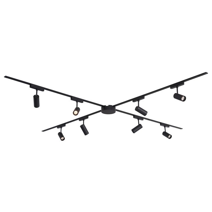 Nowoczesny system oświetlenia szynowego z 8 czarnymi reflektorami jednofazowymi 400 cm - Magnetic Gert