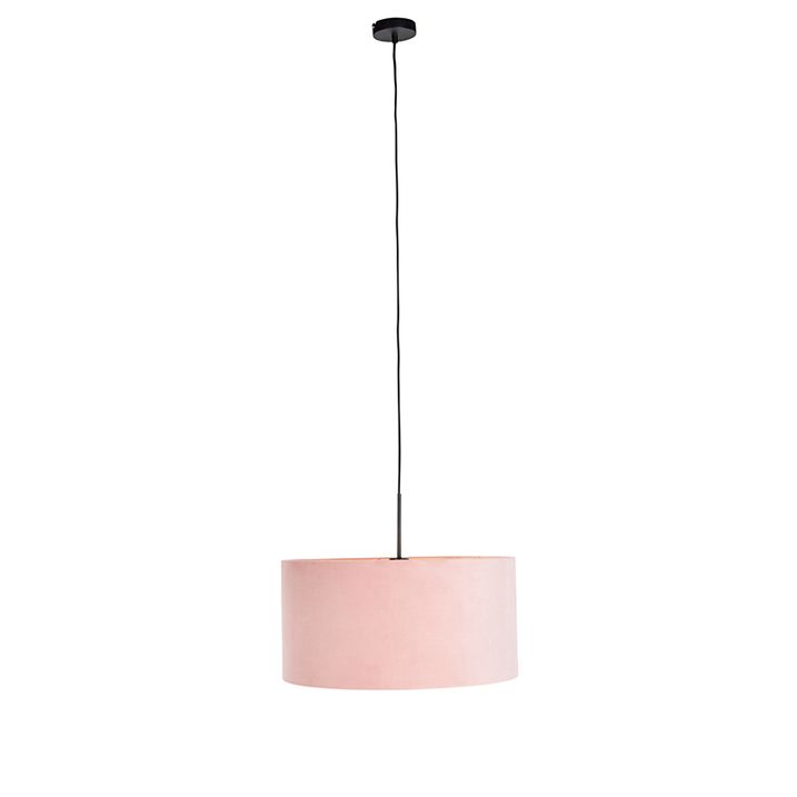 Kadife abajurlu altın rengi pembe sarkıt lamba 50 cm - Combi