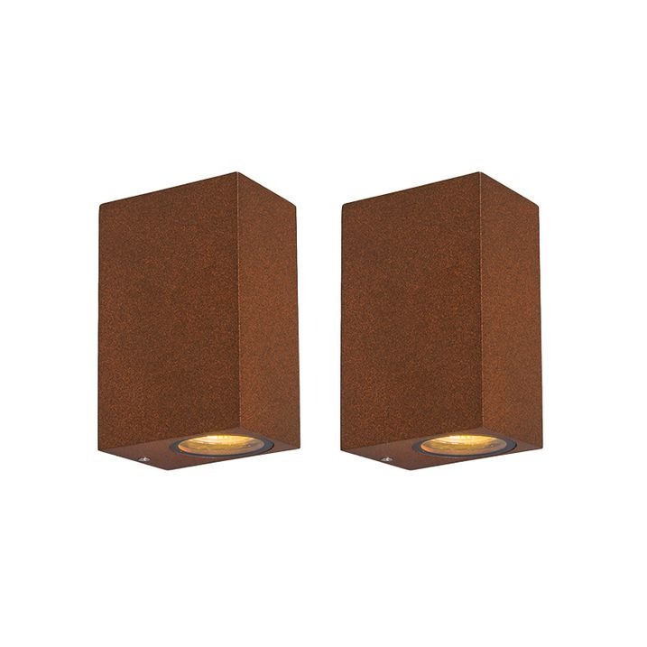 Lot de 2 appliques murales industrielles rouille brun 2 lumières IP44 - Baleno