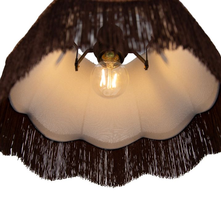 Cavalux Pendant Lamp: Black Fitting, Brown Shade with White Interior, and Plug - 31.5cm
