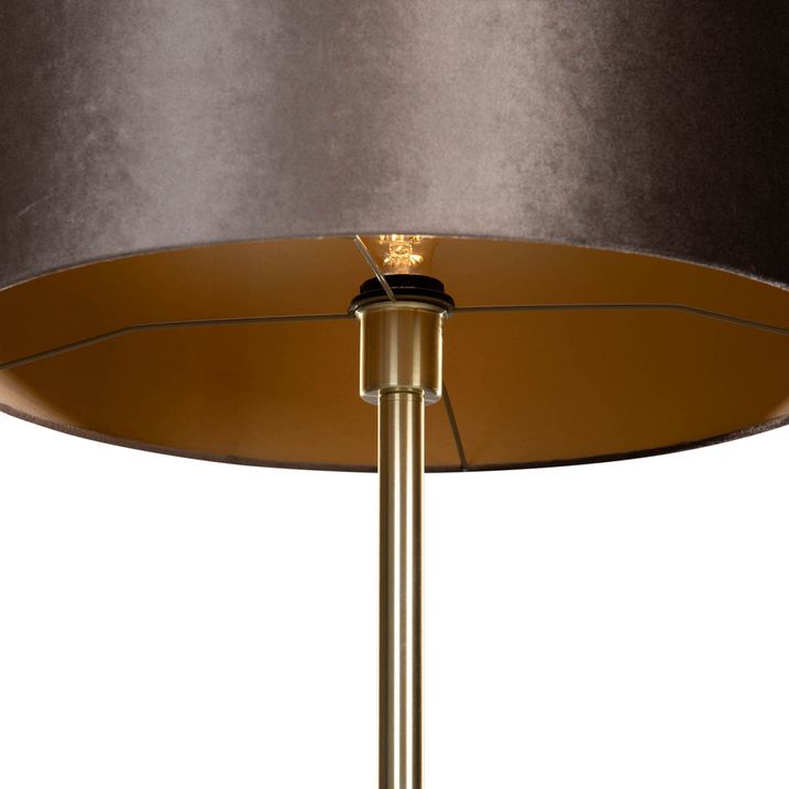 Stojacia lampa mosadz s velúrovým tienidlom hnedá 50 cm - Simplo