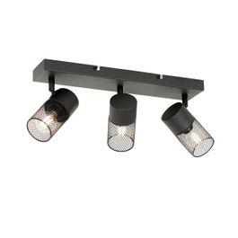 Candeeiro de teto industrial preto 3 luzes ajustável - Jim