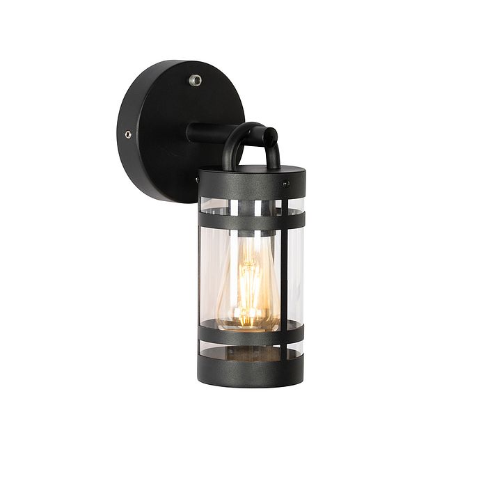 Vonkajšia nástenná lampa čierna IP44 so senzorom súmraku - Ruben