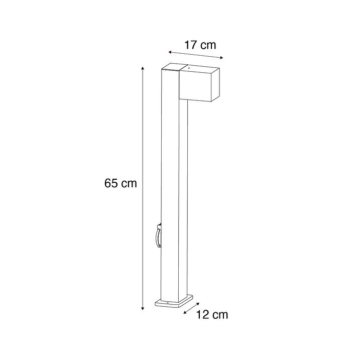Modernus lauko grindų šviestuvas juodas 65 cm su lizdu IP44 - Baleno