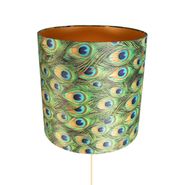Floor-Lamp-Gold/Brass-with-Velvet-Lampshade-Peacock-40/40-cm---Parte