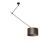 Hanglamp-zwart-met-velours-kap-taupe-35cm---Blitz