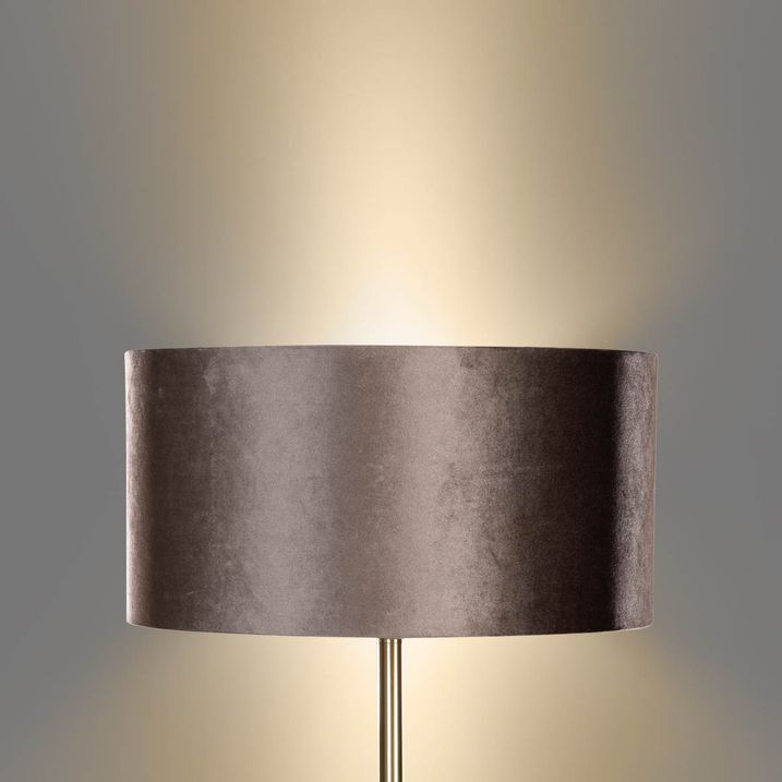 Stojacia lampa mosadz s velúrovým tienidlom hnedá 50 cm - Simplo