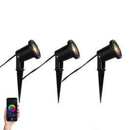 Set van 3 smart prikspots zwart incl. snoer en stekker 200cm IP65 incl. Zigbee GU10 - Basic