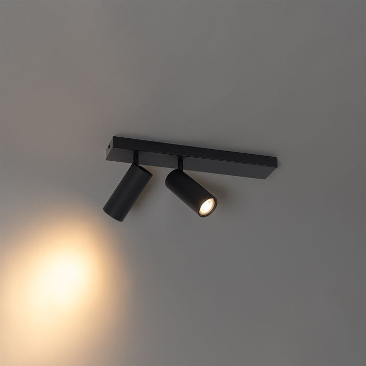 Smart loftspot sort 2-lys justerbar inkl. 2 Wifi GU10 50mm - Renna