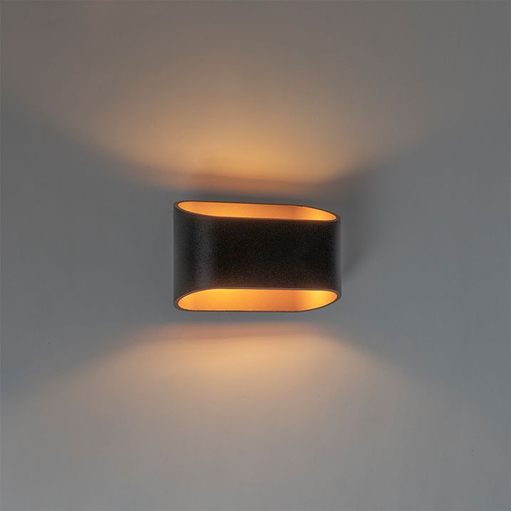 Design wandlamp zwart met goud - Alone R