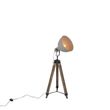 Industrial-Floor-Lamp-on-Wooden-Tripod-with-Grey-Lampshade---Laos