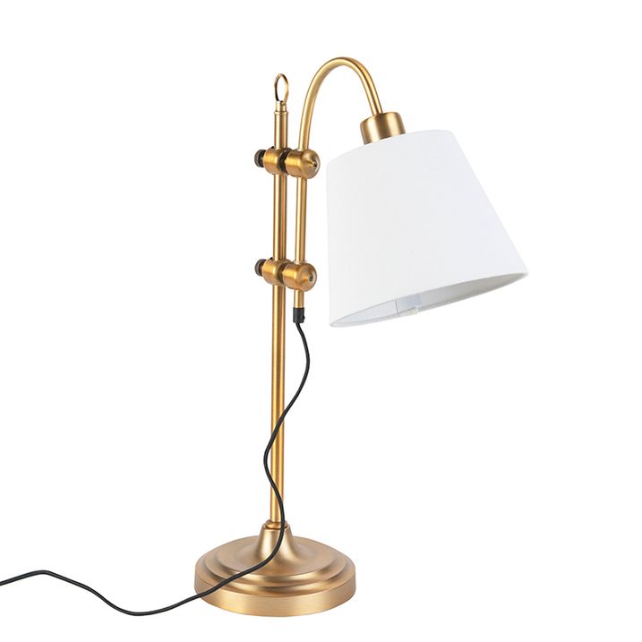 Klasická stolní lampa bronzová s bílým stínítkem - Ashley