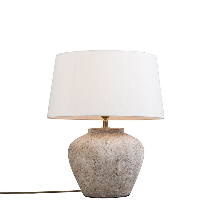 Klassieke tafellamp bruin met witte kap - Inca XS