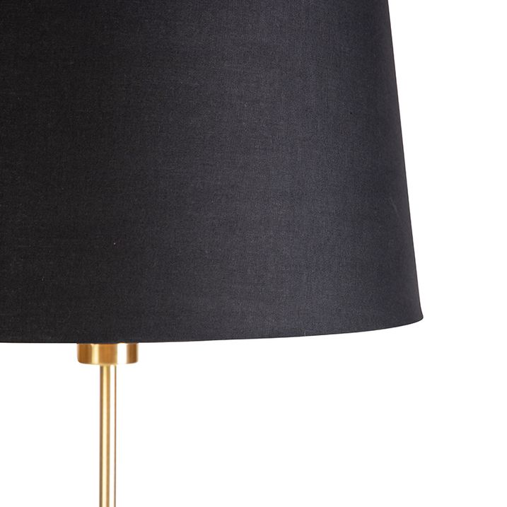 Lámpara de pie dorada/latón con pantalla negra 45 cm ajustable - Parte