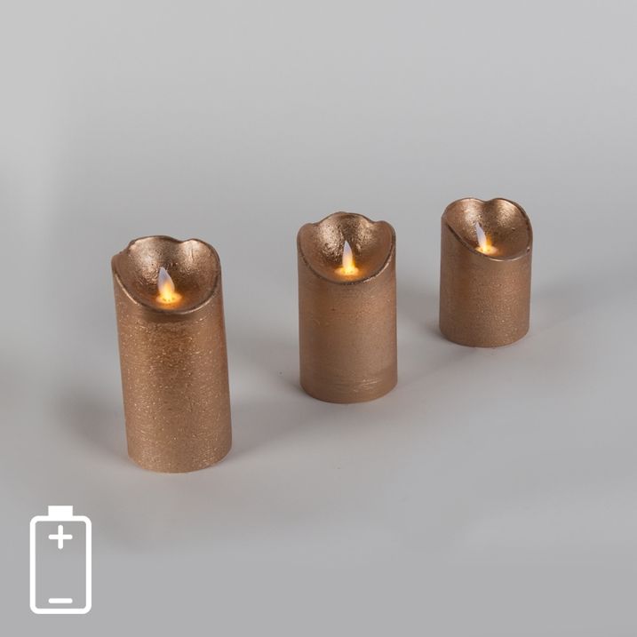 Kerstverlichting decoratie kaars LED koper set van 3
