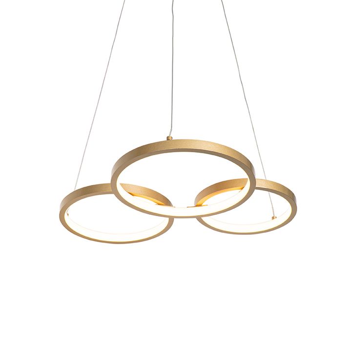 Goldene Pendelleuchte inkl. LED 3-stufig dimmbar 3-Licht - Rondas