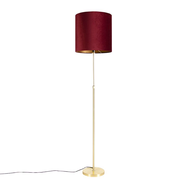 Stehleuchte Gold/Messing mit rotem Samt-Schirm 40/40 cm - Parte