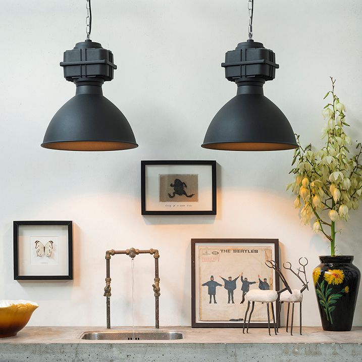 Smart Industrial Pendant Light Black 38.5 cm Incl. A60 WiFi - Sicko