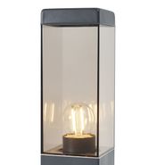 Utomhuslampa-mörkgrå-med-rökglas-45-cm-IP44-med-uttag-och-rörelsesensor---Malios