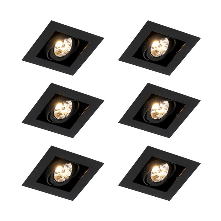 Set od 6 modernih ugradnih reflektora crne boje podesivih - Oneon 70