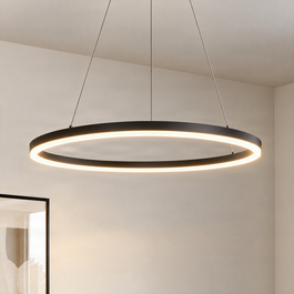 Candeeiro suspenso de design preto 80 cm Incl. LED regulável em 3 níveis - Anello