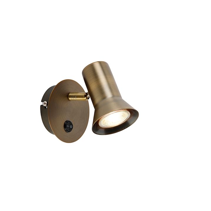 Smart Bronze Wall Spotlight Rotatable and Tiltable with Switch Incl. Wifi GU10 50mm - Karin 1