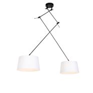 Karājošā-lampa-melna-ar-baltiem-lina-abažūriem-35-cm-2-gaismām---Blitz
