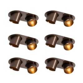 Σετ 6 χωνευτά σποτ σκούρο μπρονζέ GU10 50mm 2-Φωτα - Installa