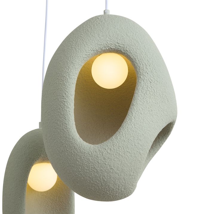 Japandi Pendant Lamp White with Organic Light Green Shade 3-Light - Moonstone
